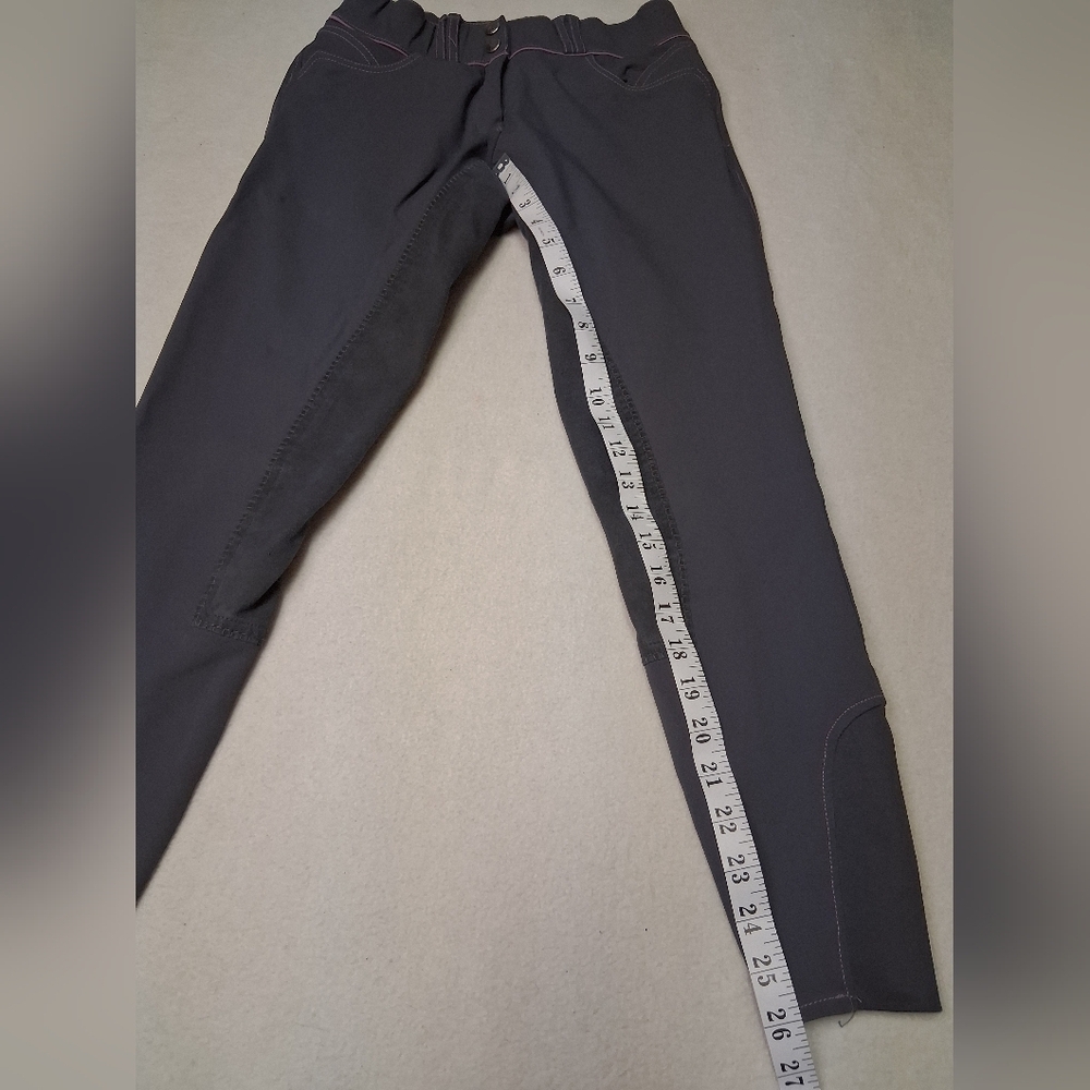 Elation Platinum Womens Breeches Riding Pants with Pink Stitching - Picture 11 of 12